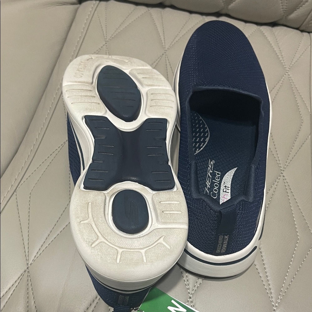 Skechers Navy Go Walk Arch Fit Slip-Ons - Picture 7 of 8